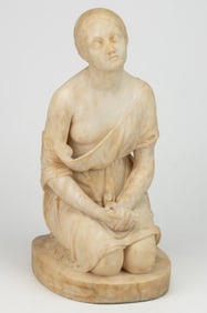CONTINENTAL SCHOOL (19TH CENTURY) "PENITENT MAGDALENE" CARVED MARBLE STATUE