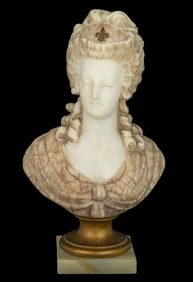 CONTINENTAL MULTI-TONED MARBLE WOMAN BUST OF MARIE ANTOINETTE