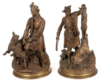 PIERRE-JULES MENE (FRENCH, 1810-1879), OR AFTER, BRONZE SCOTTISH HUNTER FIGURES, PAIR