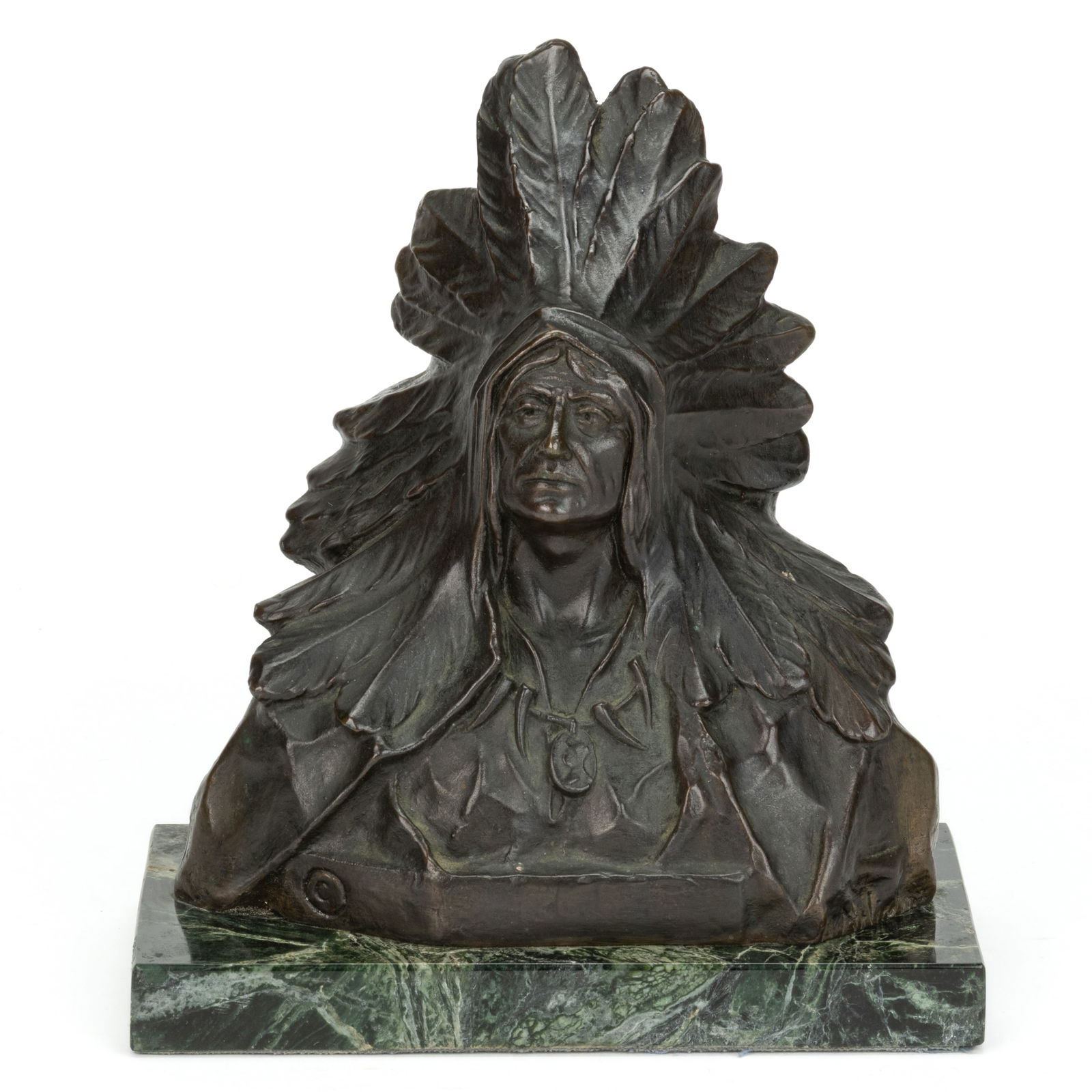 JULES ANDRE MELIODON (FRENCH, 1867-1938) BRONZE STATUE OF A NATIVE AMERICAN CHIEF (1 of 4)