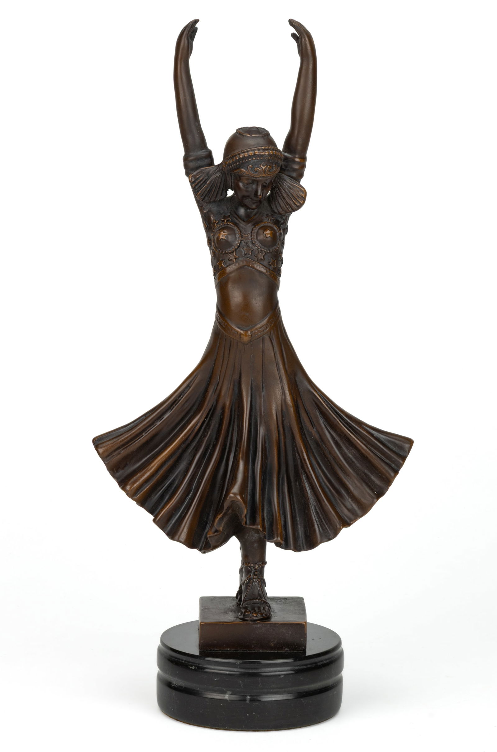 SIGNED D. H. CHIPARUS (ROMANIA, 1886-1947) ART-DECO BRONZE SCULPTURE OF A FLAPPER WOMAN (1 of 5)