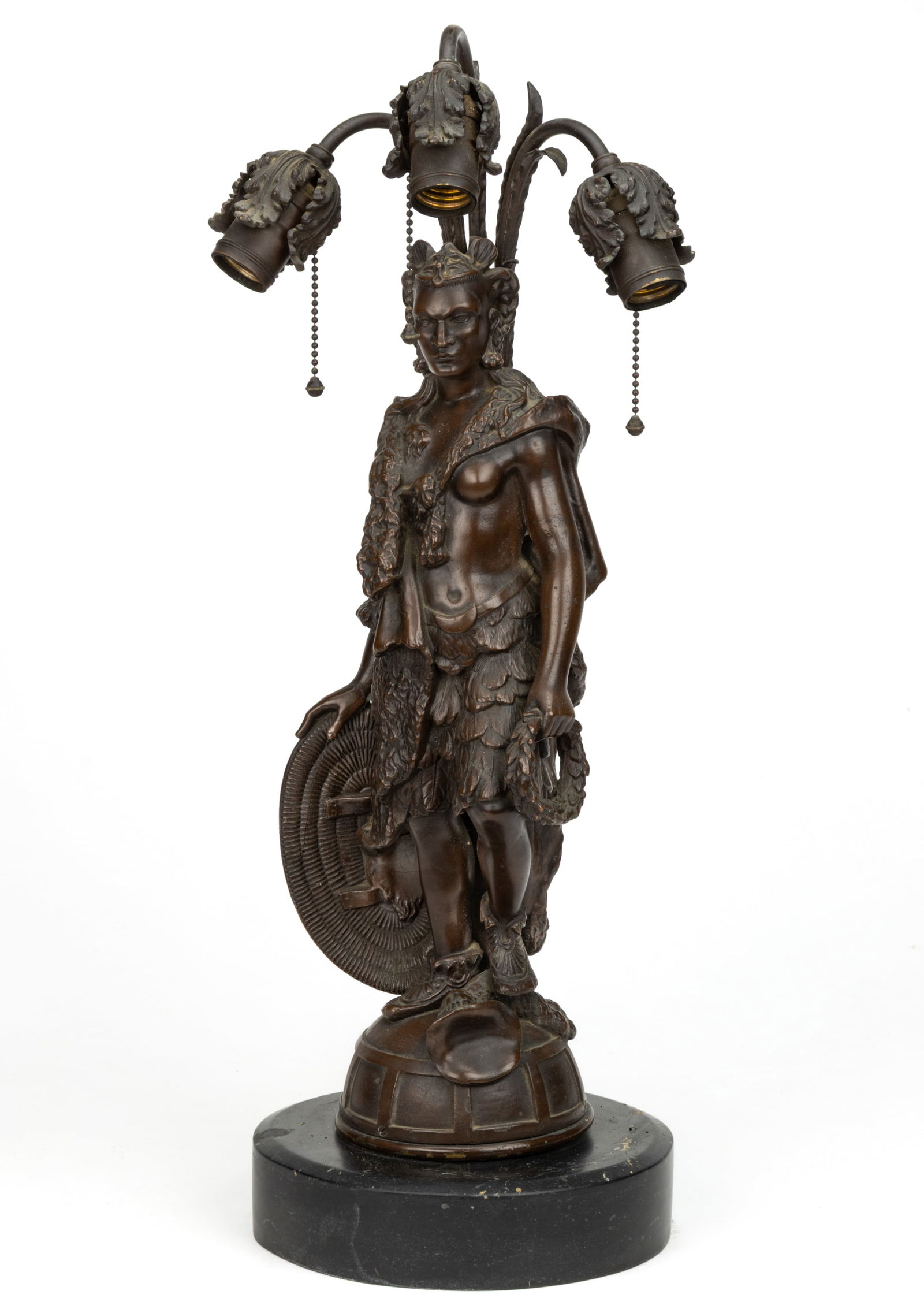 AMERICAN OR CONTINENTAL FIGURAL BRONZE ELECTRIC NEWEL POST LAMP (1 of 3)