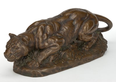 JOSEPH BOULTON (AMERICAN, 1896-1981) BRONZE CLAD "CROUCHING COUGAR" SCULPTURE