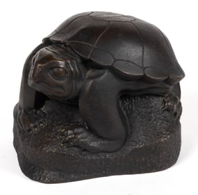 DONALD "DON" WESLEY LANHAM (LOUISVILLE, KENTUCKY, 1926-2003) BRONZE TURTLE SCULPTURE