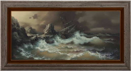 EUGENE GARIN (UKRAINIAN, 1922-1994) SEASCAPE WITH SHIP PAINTING
