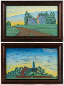 JULIUS JOHN LANKES (AMERICAN, 1884-1960), ATTRIBUTED, LUMINIST LANDSCAPE / ARCHITECTURAL PAINTINGS,