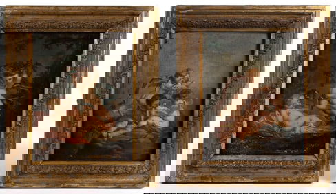 PAIR OF CONTINENTAL SCHOOL (19TH CENTURY) PUTTI PAINTINGS