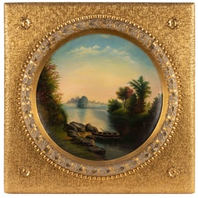 AMERICAN SCHOOL (19TH CENTURY) CONCAVE LANDSCAPE PAINTING