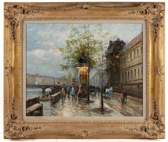 AMERICAN OR EUROPEAN SCHOOL (20TH CENTURY) IMPRESSIONISTIC STREET SCENE PAINTING