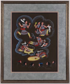 ANDY TSINAJINNIE (NAVAJO, 1918-2000) SPIRITUAL PAINTING
