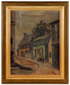 BRITISH SCHOOL (20TH CENTURY) STREET SCENE PAINTING