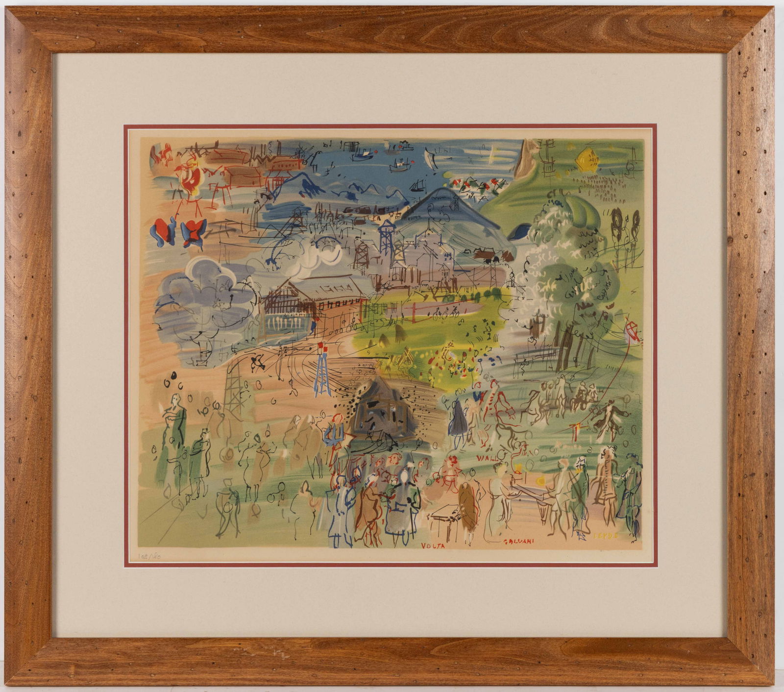 RAOUL DUFY (FRENCH, 1877-1953) LA FEE ELECTRICITE LITHOGRAPH: RAOUL DUFY (FRENCH, 1877-1953) LA FEE ELECTRICITE LITHOGRAPH, color lithograph on paper, fauvist depiction of a lively populated landscape. Pencil numbered "109/180" lower left. Co