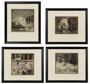 WILLIAM WALCOT (RUSSIAN-SCOTTISH, 1874-1943) DRYPOINT ETCHINGS, LOT OF FOUR