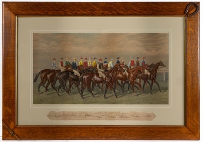 AFTER GEORGE VEAL (BRITISH, 19TH CENTURY) "OUR LEADING JOCKEYS OF THE DAY" PRINT