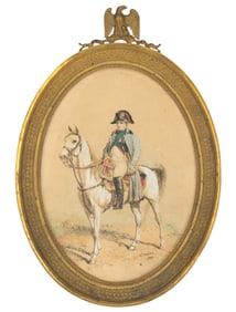 NAPOLEON BONAPARTE ETCHING IN DORE GILT BRONZE / BRASS FRAME