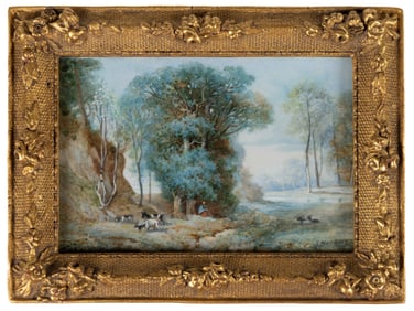 CONTINENTAL SCHOOL (19TH CENTURY) MINIATURE LANDSCAPE PAINTING