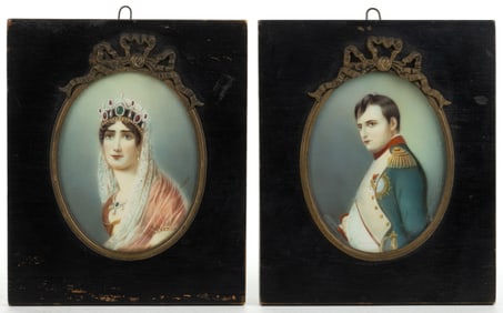 CONTINENTAL SCHOOL (19TH / 20TH CENTURY) NAPOLEON AND JOSEPHINE MINIATURE PORTRAITS, PAIR