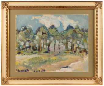 AMERICAN SCHOOL (20TH CENTURY) MODERNIST ABSTRACT LANDSCAPE PAINTING