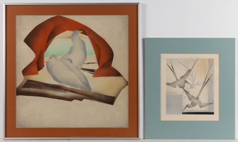 WILLIAM E. HENTSCHEL (AMERICAN, 1892-1962) AIRBRUSH PAINTINGS, LOT OF TWO