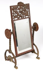 AESTHETIC MOVEMENT GILT BRASS DRESSING / TABLE MIRROR