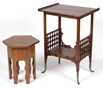 AMERICAN ART NOUVEAU AND ARTS AND CRAFTS TABLES / STANDS, LOT OF TWO