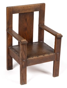 AMERICAN ARTS & CRAFTS OAK CHILD'S ARMCHAIR