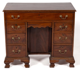 ENGLISH GEORGIAN MAHOGANY KNEEHOLE DESK