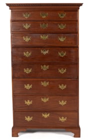 ENGLISH GEORGIAN MAHOGANY TALL CHEST WITH BUTLER'S DESK
