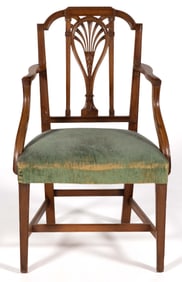 ENGLISH GEORGIAN CARVED MAHOGANY ARMCHAIR