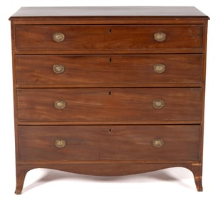 ENGLISH GEORGIAN-STYLE MAHOGANY-VENEERED CHEST OF DRAWERS