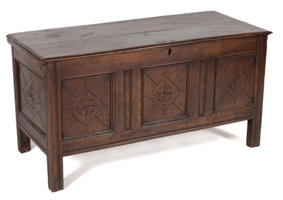 ENGLISH JACOBEAN CARVED OAK BLANKET CHEST