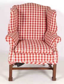 ENGLISH GEORGIAN MAHOGANY WING-BACK CHAIR
