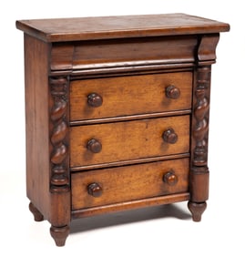 BRITISH MAHOGANY MINIATURE CHEST OF DRAWERS