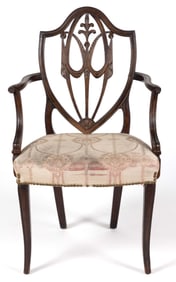 ENGLISH GEORGIAN CARVED MAHOGANY ARMCHAIR