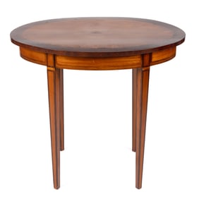 ENGLISH INLAID / VENEERED MIXED-WOOD STAND TABLE