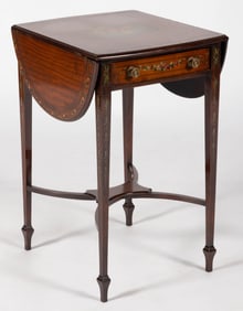 ENGLISH PAINT-DECORATED MAHOGANY-VENEERED STAND TABLE