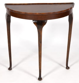 ENGLISH QUEEN ANNE-STYLE DEMILUNE CONSOLE TABLE