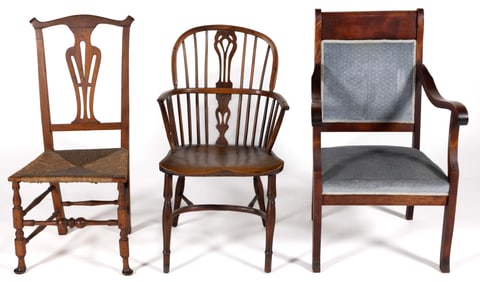 ASSORTED AMERICAN AND ENGLISH CHAIRS, LOT OF THREE