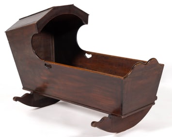 AMERICAN OR ENGLISH MAHOGANY HOODED CRADLE