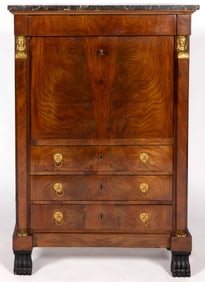 CONTINENTAL, PROBABLY FRENCH, EMPIRE MAHOGANY AND ORMOLU-MOUNTED SECRETAIRE ABATTANT