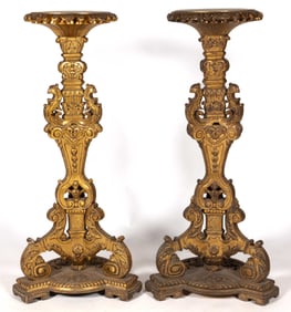 PAIR OF CONTINENTAL GILTWOOD PEDESTALS