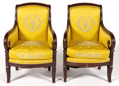 PAIR OF FRENCH DIRECTOIRE MAHOGANY ARMCHAIRS