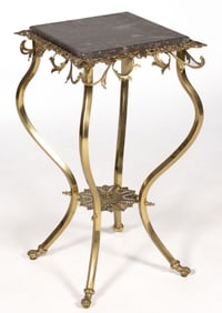 VICTORIAN BRASS AND MARBLE TABLE / FERN STAND