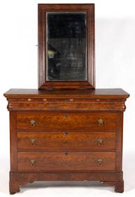 AMERICAN CLASSICAL MAHOGANY-VENEERED CHEST OF DRAWERS