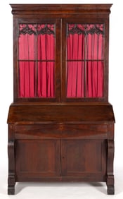 AMERICAN CLASSICAL MAHOGANY DESK AND BOOKCASE
