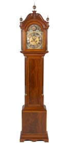 AMERICAN MAHOGANY-VENEERED TALL CASE CLOCK
