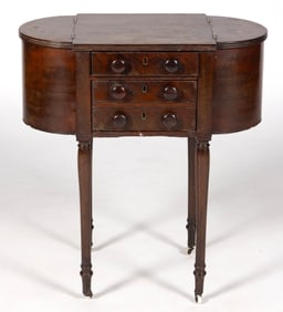 NEW ENGLAND LATE FEDERAL MAHOGANY SEWING / WORK STAND