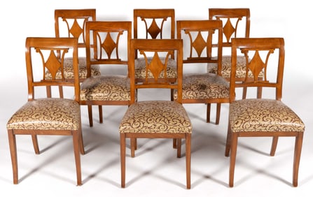 CONTEMPORARY REGENCY-STYLE BLEACHED MAHOGANY DINING CHAIRS