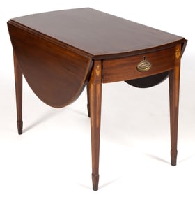 AMERICAN REPRODUCTION INLAID MAHOGANY PEMBROKE TABLE