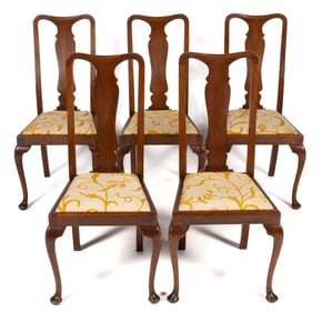 SET OF QUEEN ANNE-STYLE DINING CHAIRS, LOT OF FIVE